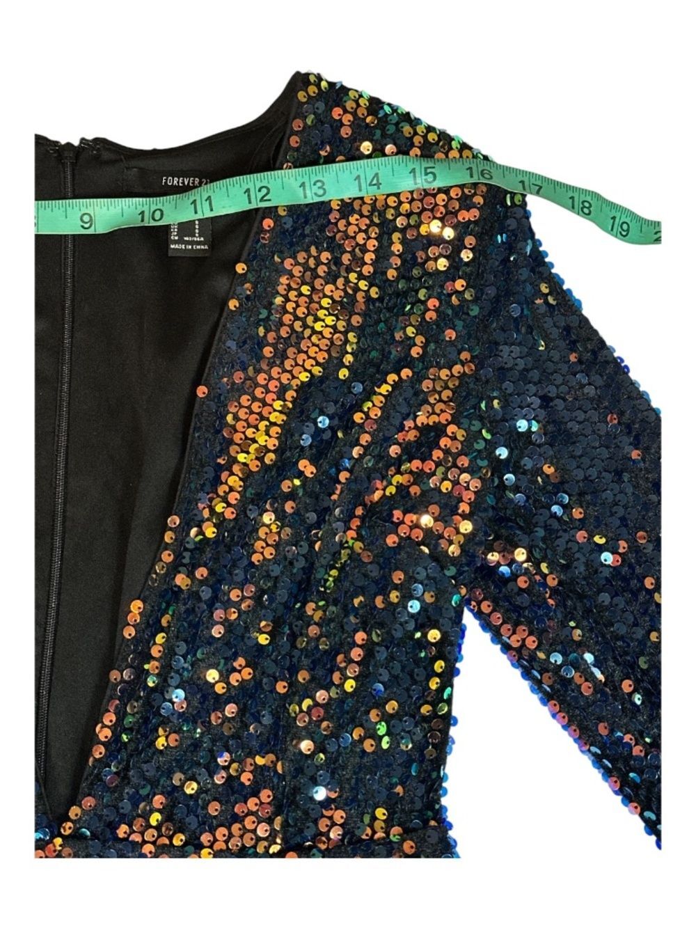 Sequin Romper Small Multicolor Deep V Long Sleeve Party - Picture 5 of 11